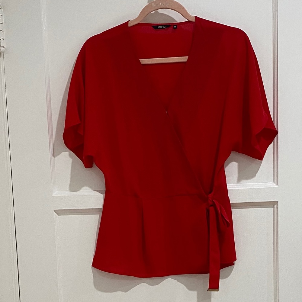 Cherry Red Wrap Top